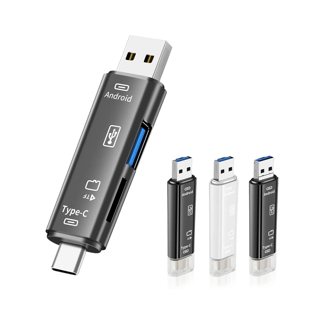 Dispositivi di archiviazione multifunzione JASTER TYPE-C USB Micro-USB Slot per scheda Micro SD Lettore di schede 5 IN 1 Lettura ad alta velocità per telefono per auto
