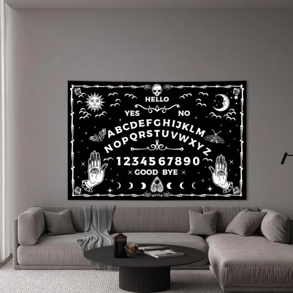 Tappeto Gotico Ouija Board in Diverse Misure, Stampa HD a Sublimazione, Occhio Magico, Teschio da Strega, 100% Poliestere, Lavabile, per Camera da Letto e Soggiorno