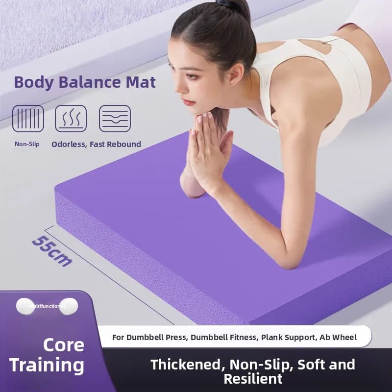 Anti-slip foam Yoga Mat for Fitness, Flat Support for Flexions, Core Training, Balance Pad and Knee Guard