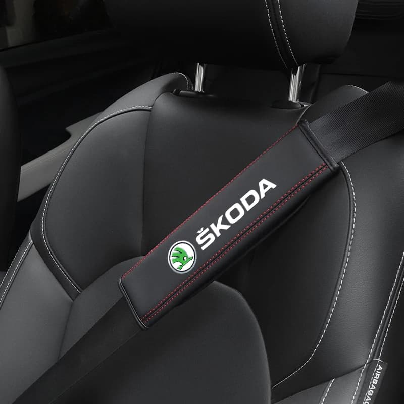 2 Pezzi Copri Cintura di Sicurezza in Pelle PU, Protezione per Spalla, Imbottitura per Cintura di Sicurezza per Skoda Octavia, Accessori Interni Auto