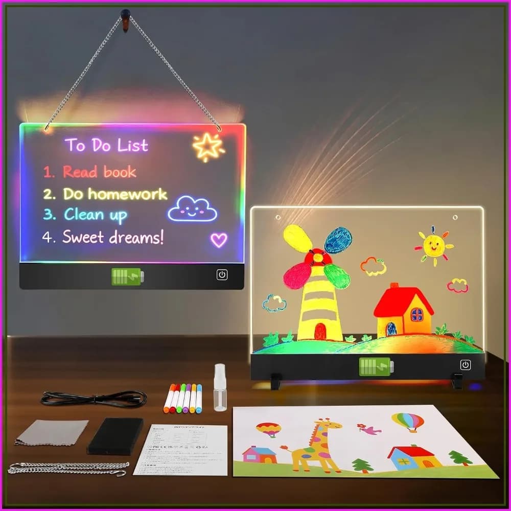 Rechargeable 13.8"x10.2" LED Drawing Tablet with Tracing Pages, Glow Doodle Board for Creative Fun