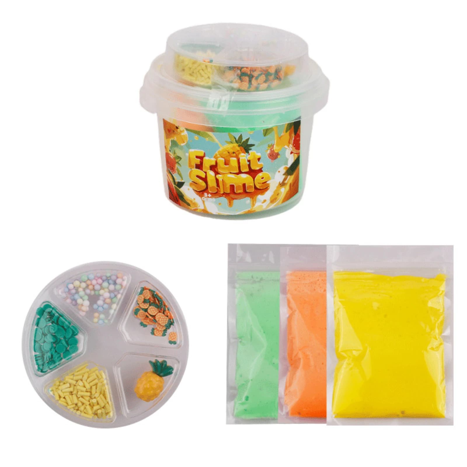 Set Creativo di Slime alla Frutta, Kit Giocattolo Sensoriale Fai-da-Te per Alleviare lo Stress, Mix Colorato per Creare e Modellare