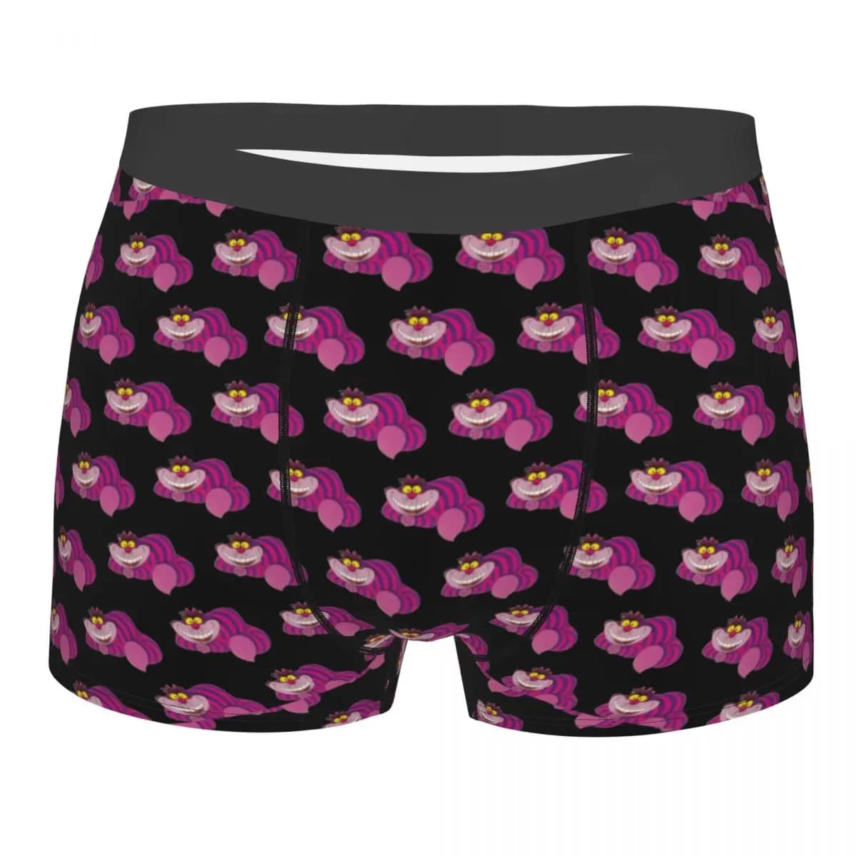 Boxer da uomo personalizzati con stampa gatto del Cheshire, slip elasticizzati, intimo maschile