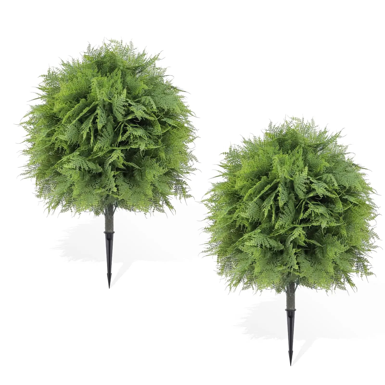 Confezione da 2 Piante Artificiali a Forma di Felce con Picchetto, Resistenti ai Raggi UV, Finte Piante a Sfera con Picchetti per il Suolo, Finto Fogliame per Interni ed Esterni