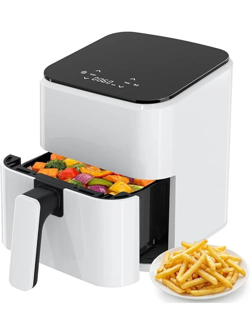 3.17 QT digital air fryer, a small air fryer with PP touch panel, with a maximum temperature of 400 degrees Fahrenheit.