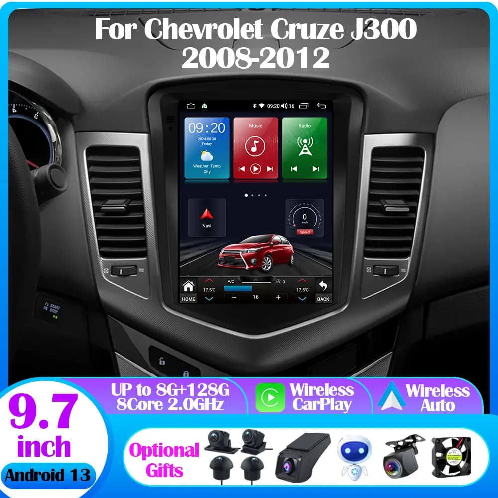 9.7 "7862S Android 13 Autoradio per Chevrolet Cruze J300 2008-2012 Tesla stile Lettore Video Multimediale 4G Carplay GPS Navi Stereo