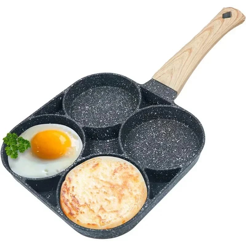 1 pcs medical stone to four holes frittata pot for domestic use anti-stick Flats-bottomed Egg gnocco pan breakfast egg Burger pan