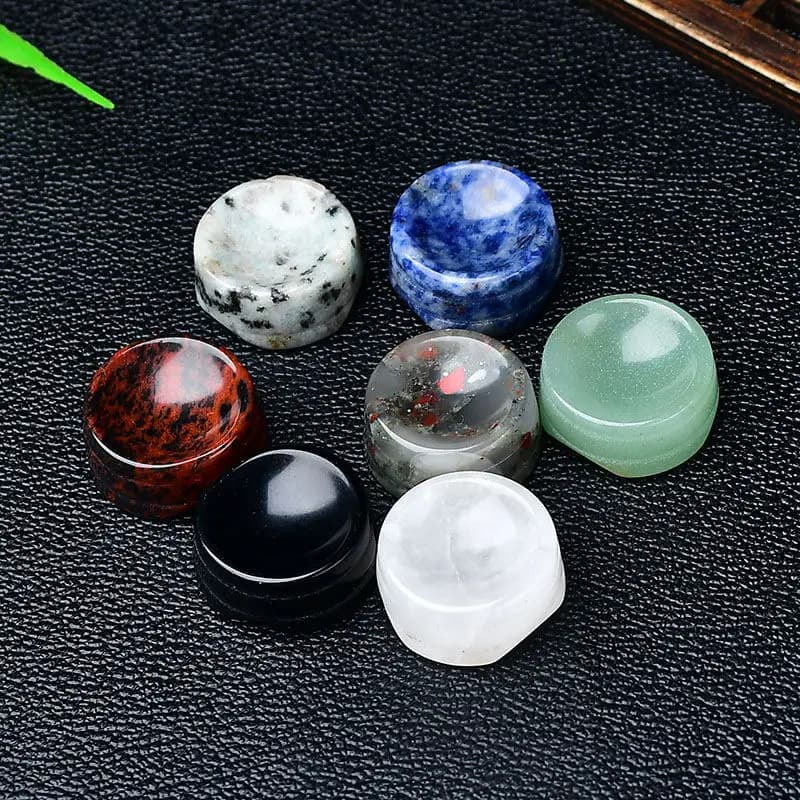 Supporto base sfera di cristallo naturale 26x12 mm | Supporto in pietra lucida grezza per uovo/zucca/noce