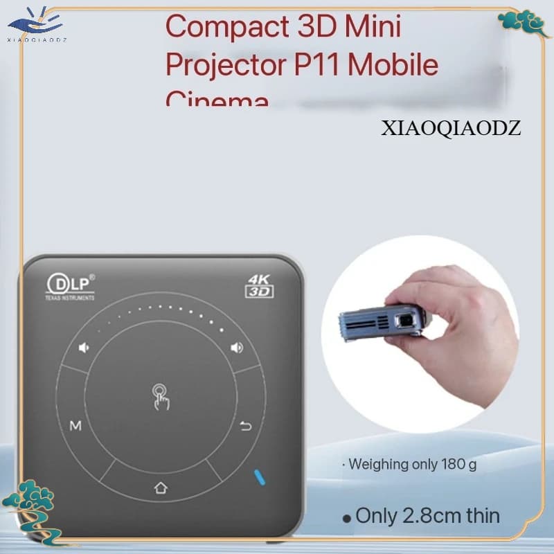 XIAOQIAODZ Mini proiettore portatile 4K P11 Beamer 3D DLP 12V USB Micro Android Batteria tascabile Ricaricabile Wifi Bluetooth Mobile