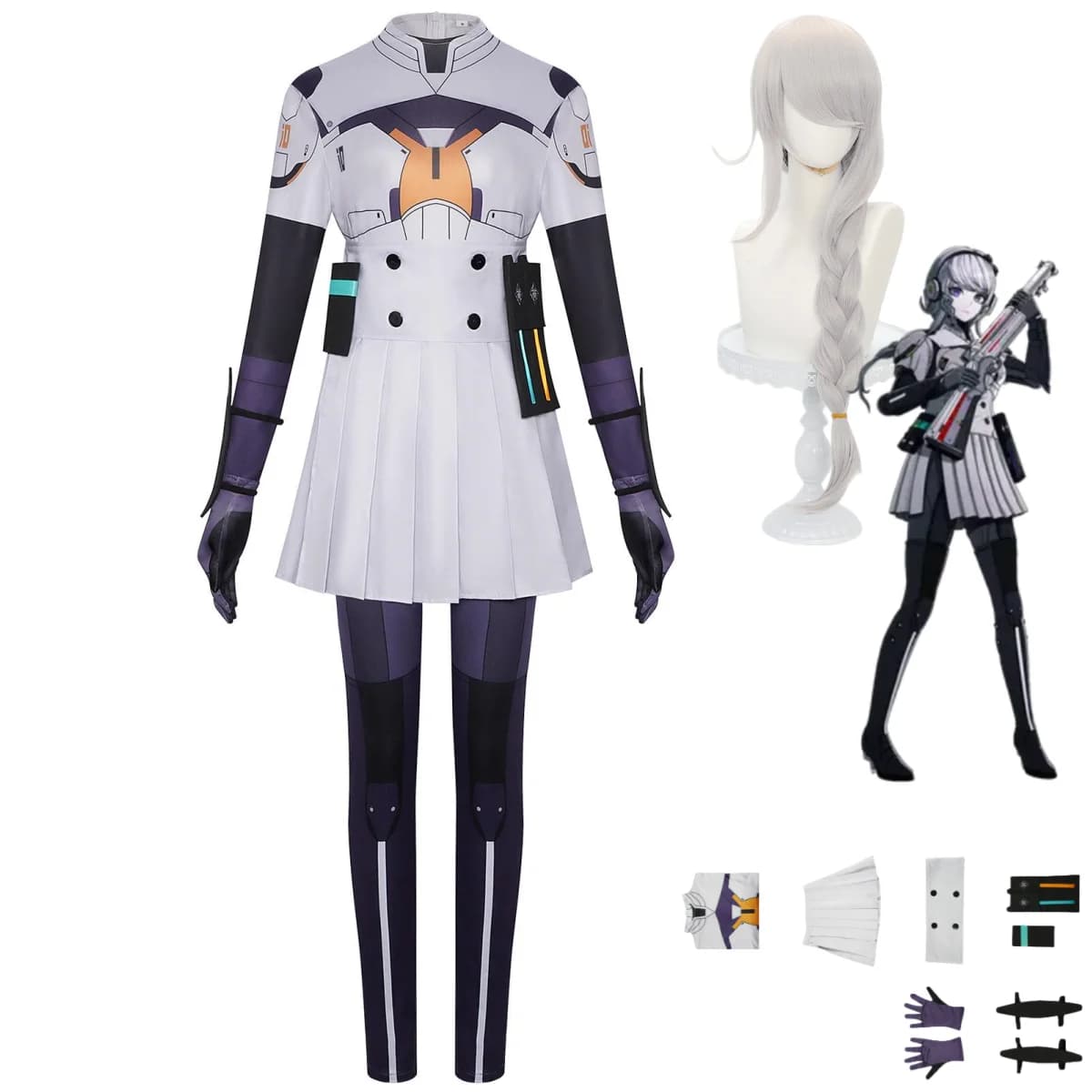 Game The Hundred Line -Last Defense Academy- Kirifuji Nozomi Cosplay Costume Jumpsuits Combat Uniform Wig Woman Sexy Party Suit