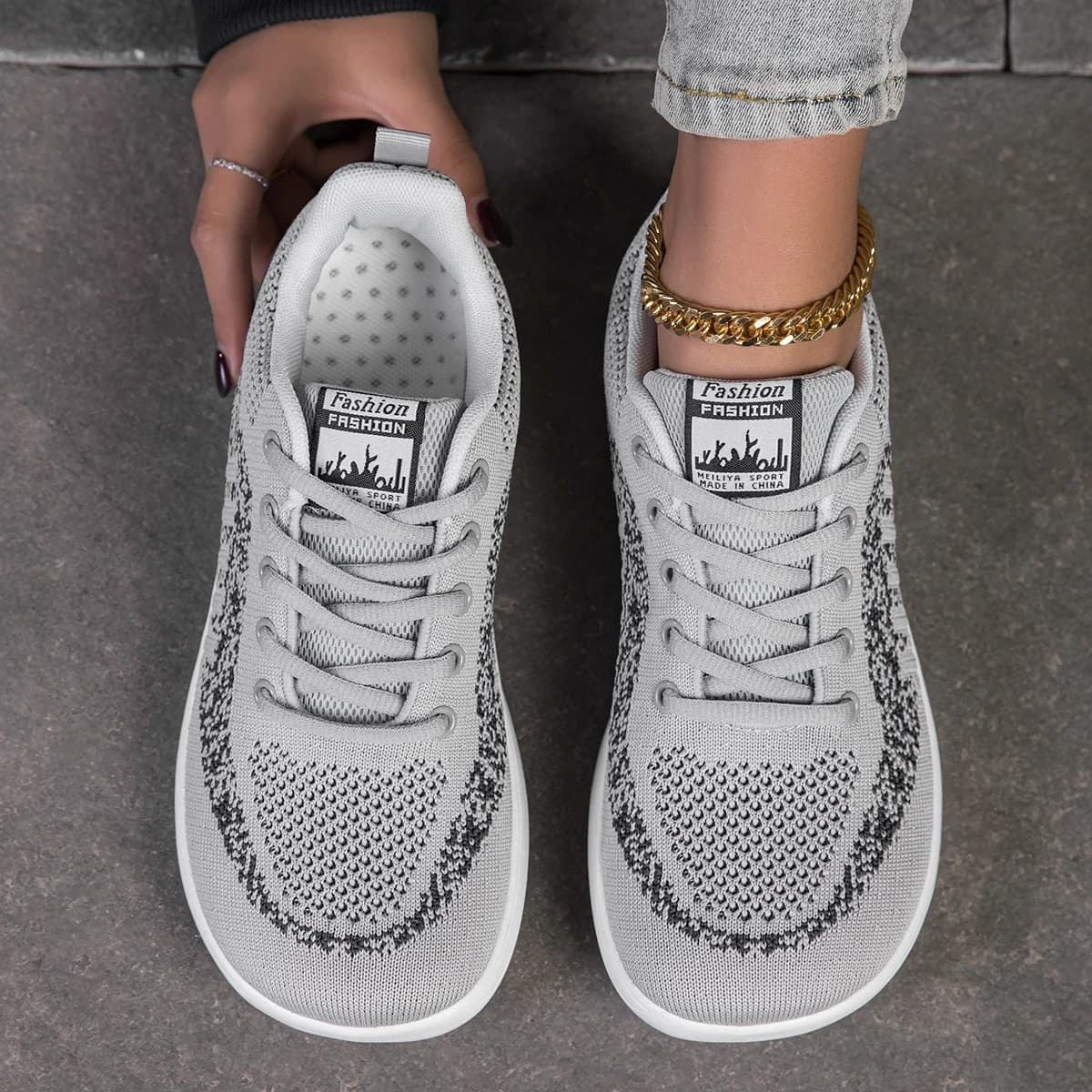 Scarpe da ginnastica da donna larghe, traspiranti, con lacci, leggere, alla moda, casual, da passeggio, mocassini da donna