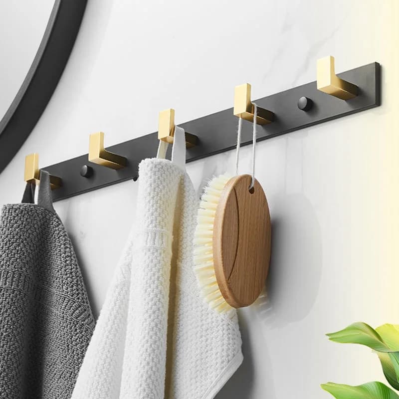Appendiabiti da bagno Appendiabiti da bagno in alluminio montati a parete Ganci portasciugamani neri Gancio per accappatoio portachiavi cappello appendiabiti da bagno