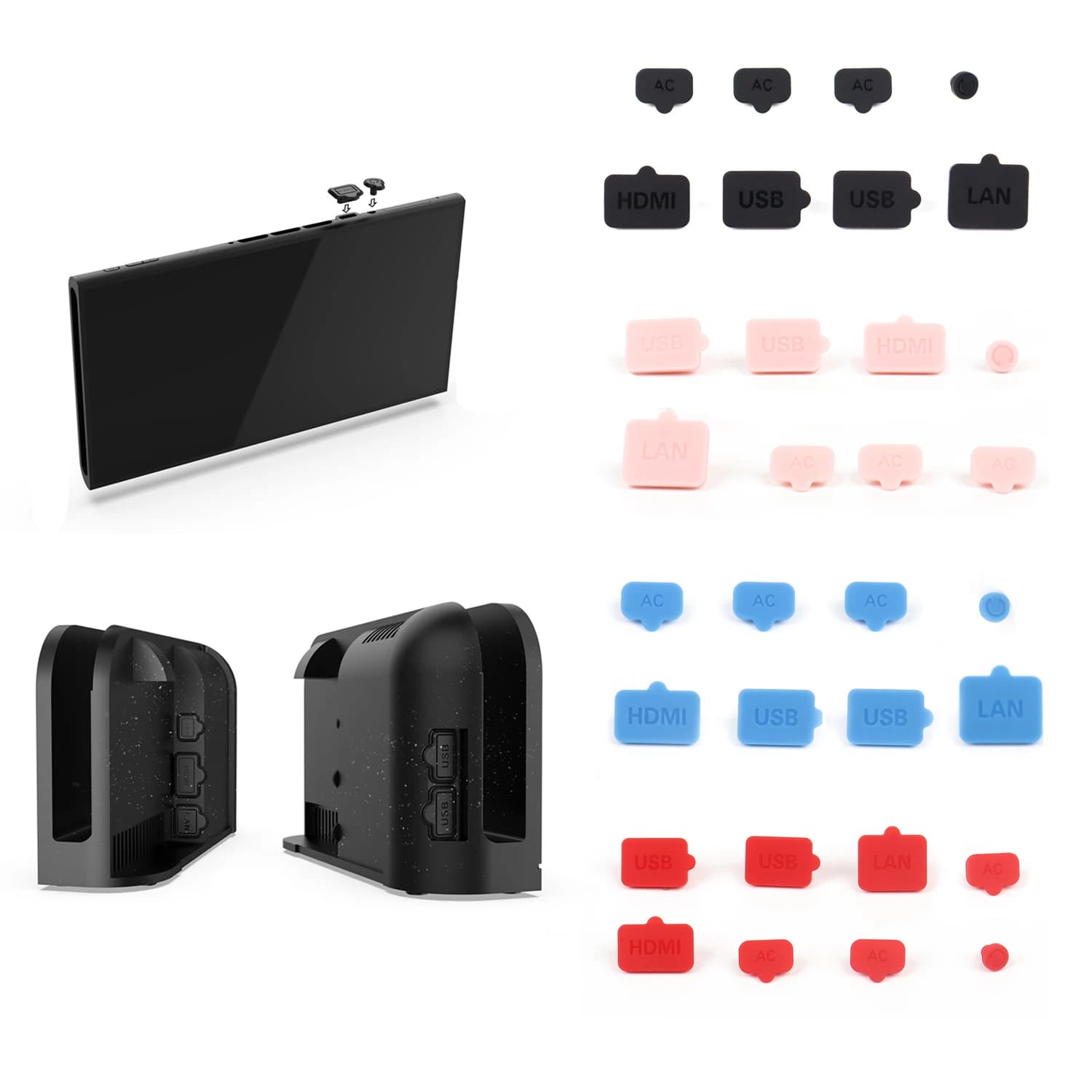 Spina antipolvere Silicone USB HDMI Tipo C Porte di ricarica LAN Tappo protettivo per Switch 2/NS Oled Console di gioco TV Dock Caricatore Copertura