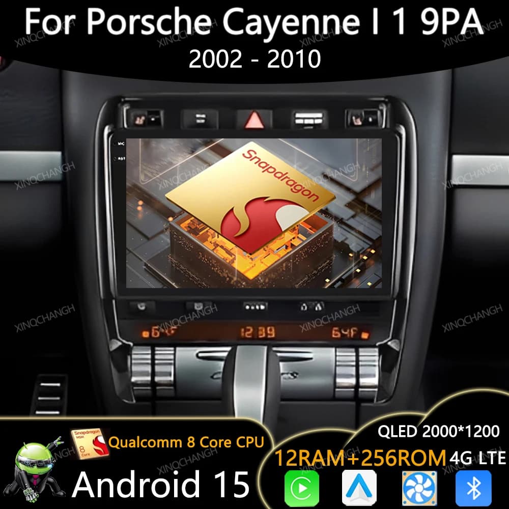 Android 15 Autoradio Per Porsche Cayenne I 1 9PA 2002 - 2010 Carplay Auto Lettore Video Multimediale GPS 4G LTE 5G WIFI Qualcomm BT