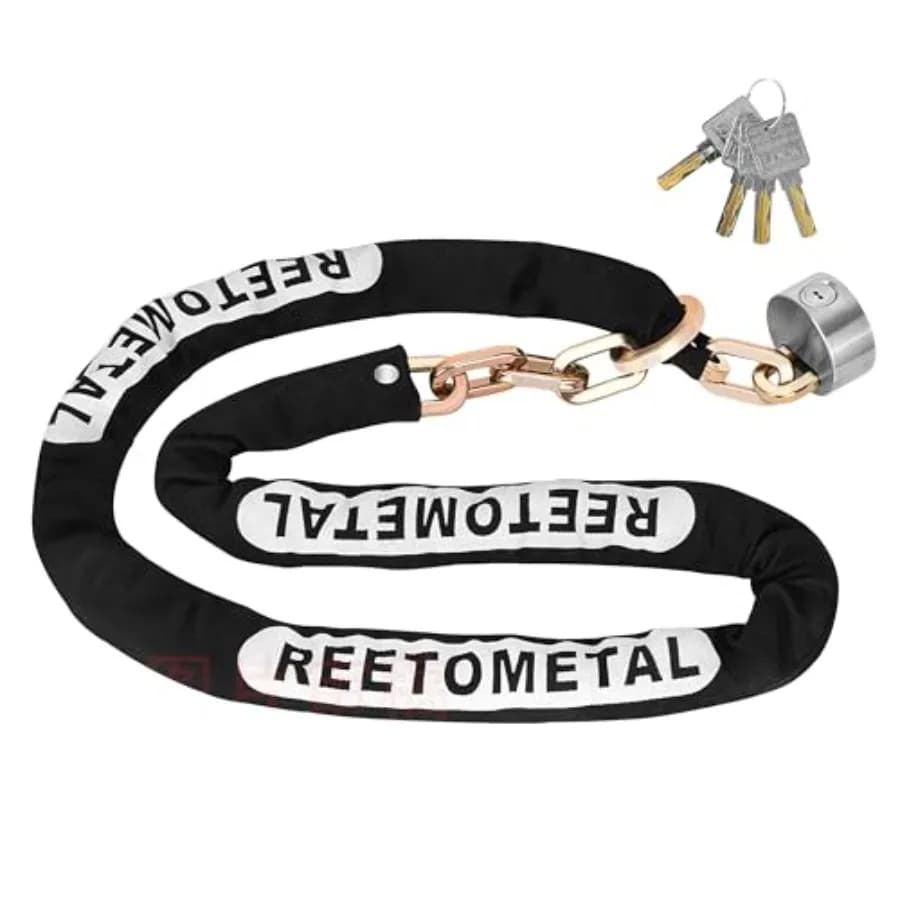 Catena di sicurezza resistente 6ft x 3/8 in acciaio temprato antitaglio e antifurto con lucchetto a disco a grillo nascosto per moto e biciclette