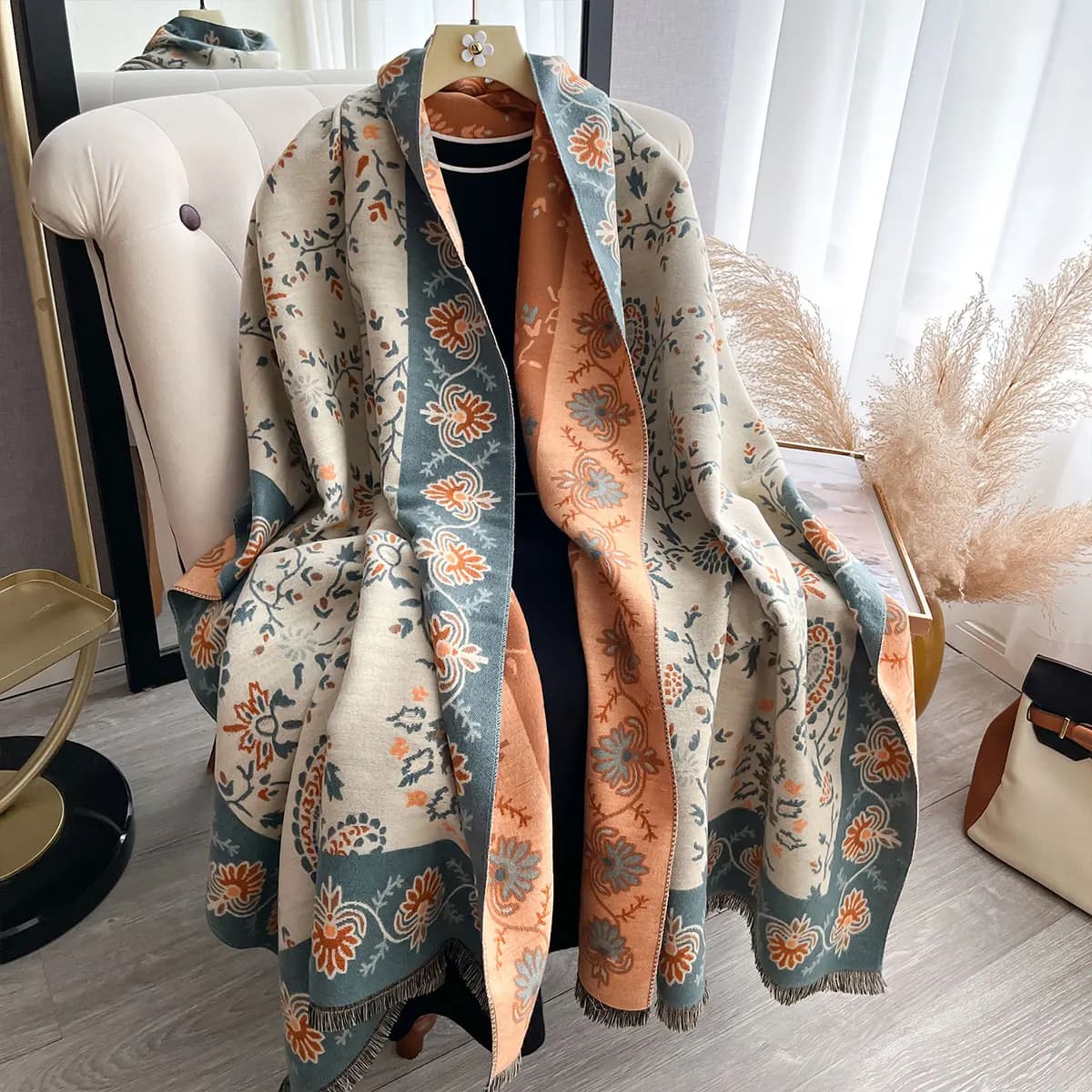 Sciarpa di cashmere imitazione invernale di lusso Donna Coperta di Pashmina Sciarpe di Paisley Scialle femminile Avvolgere Spessore caldo Foulard Bufanda Scraf