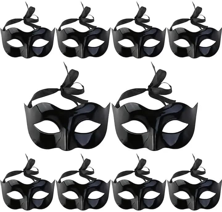 Maschera veneziana per travestimenti, 10 pezzi, maschera nera per feste di Carnevale e Halloween, 6,5x3,9 pollici