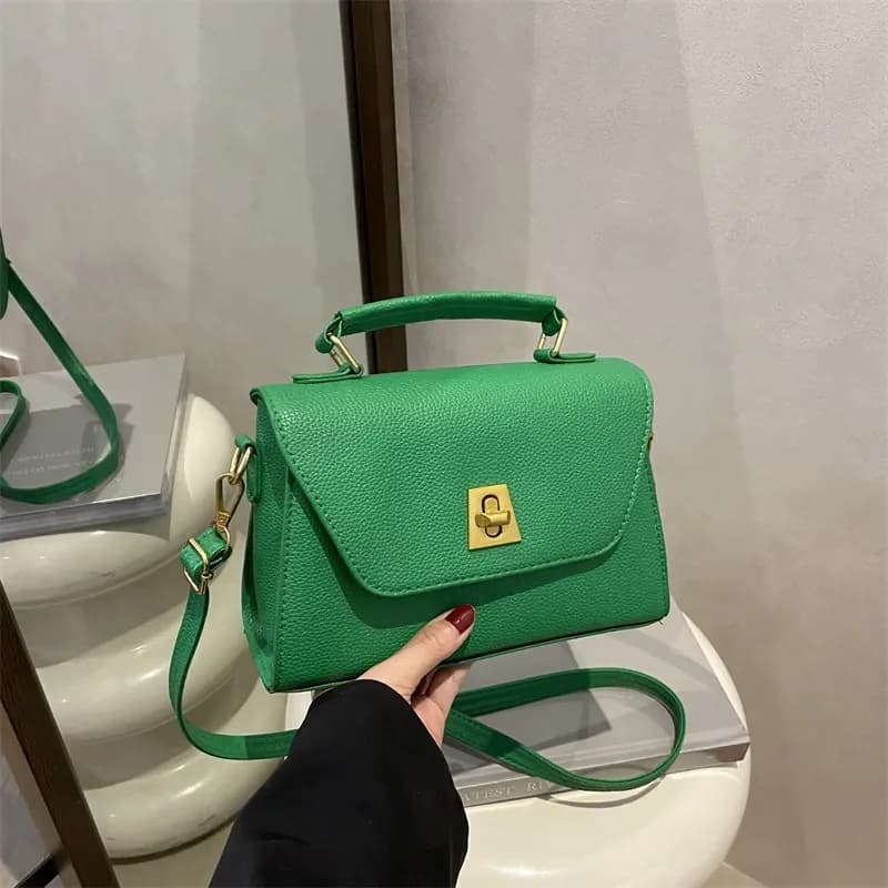 Small Square Bag Textured Soft Leather High End Versatile Shoulder Handbag Oblique Span Simple Popular Style For Women Daily