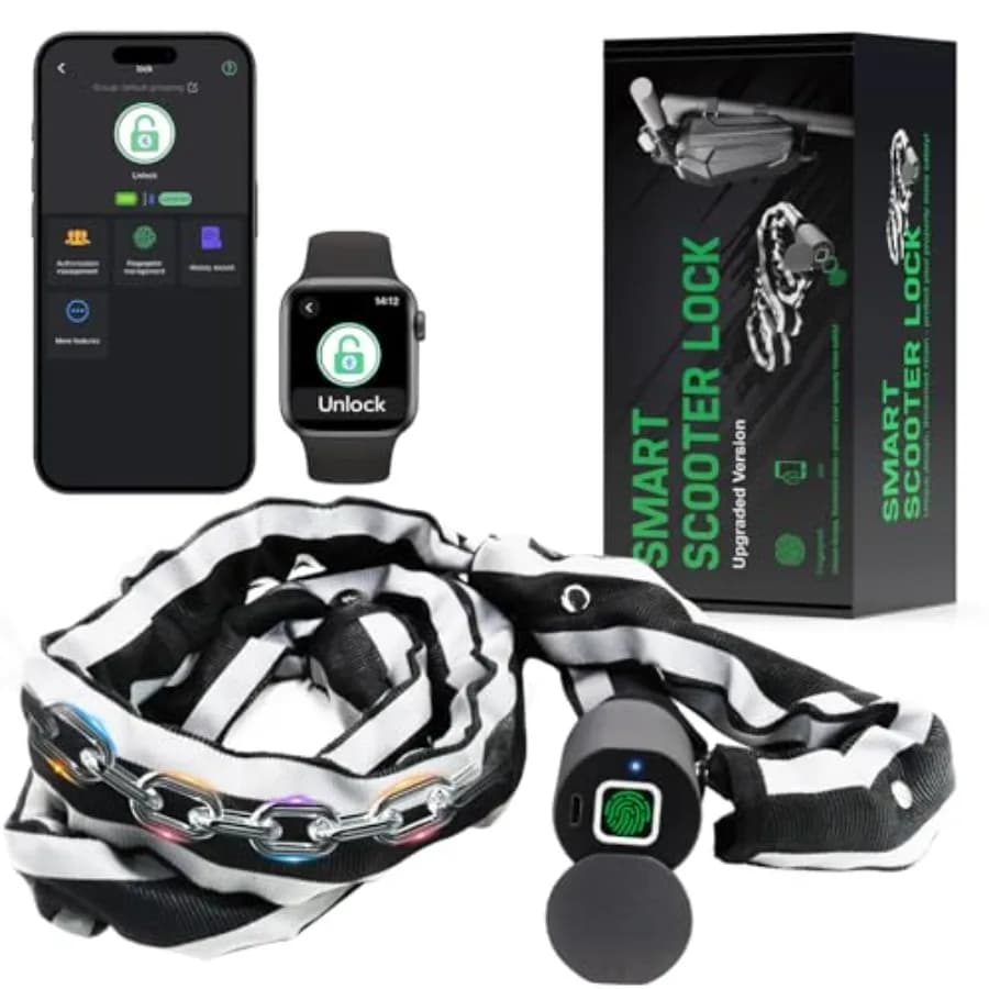 Lucchetto Elettrico Intelligente per Bici, Antifurto Resistente con Sblocco Tramite App e Impronta Digitale, Borsa Impermeabile per Biciclette, Scooter, Moto e Cancelli