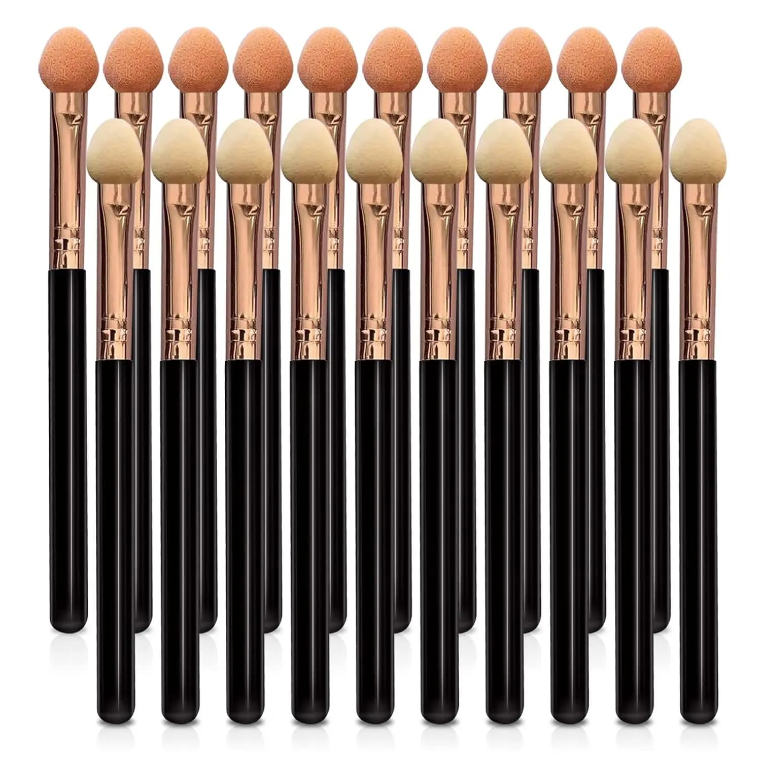Shade applicators with double-sided sponge tip, professional makeup brush set 20 pieces reusable