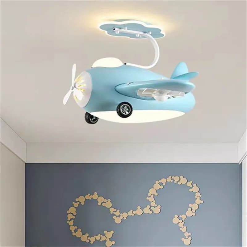 Ventilatore da soffitto per aereo con lampada ventilatore elettrico creativo illuminazione per camera da letto protezione per gli occhi decorazione per la stanza della ragazza lampada rosa carina con ventola