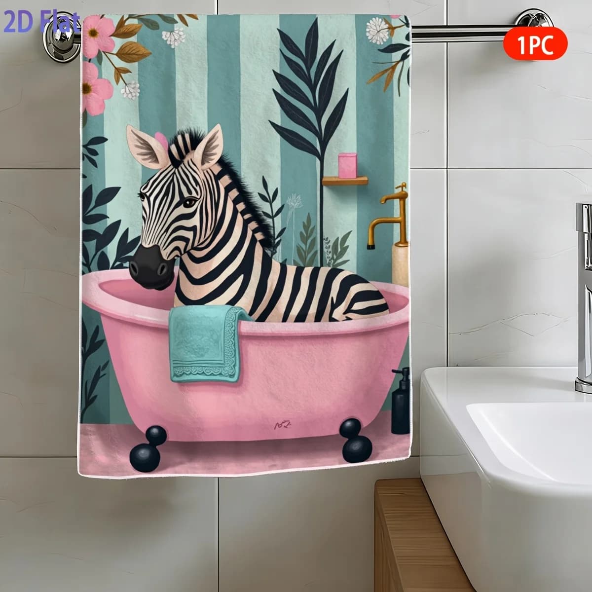 Asciugamano da Bagno con Stampa di Zebra nella Vasca, Fantasioso Motivo Animale, Morbido Asciugamano in Microfibra per Bagno, Spiaggia, Viaggi, Divertente Asciugamano per le Mani