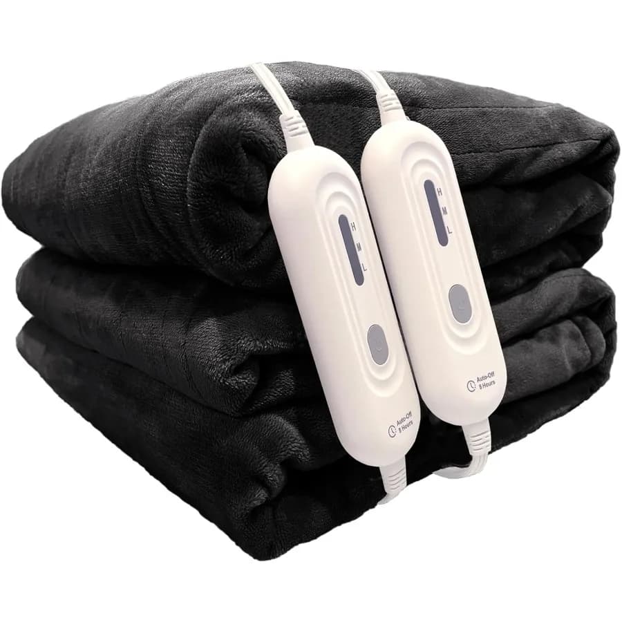 Coperta elettrica King Size Doppio controllo Super accogliente morbida flanella a 2 strati 90" x 100" Coperta riscaldata King Size con 3 livelli di calore a