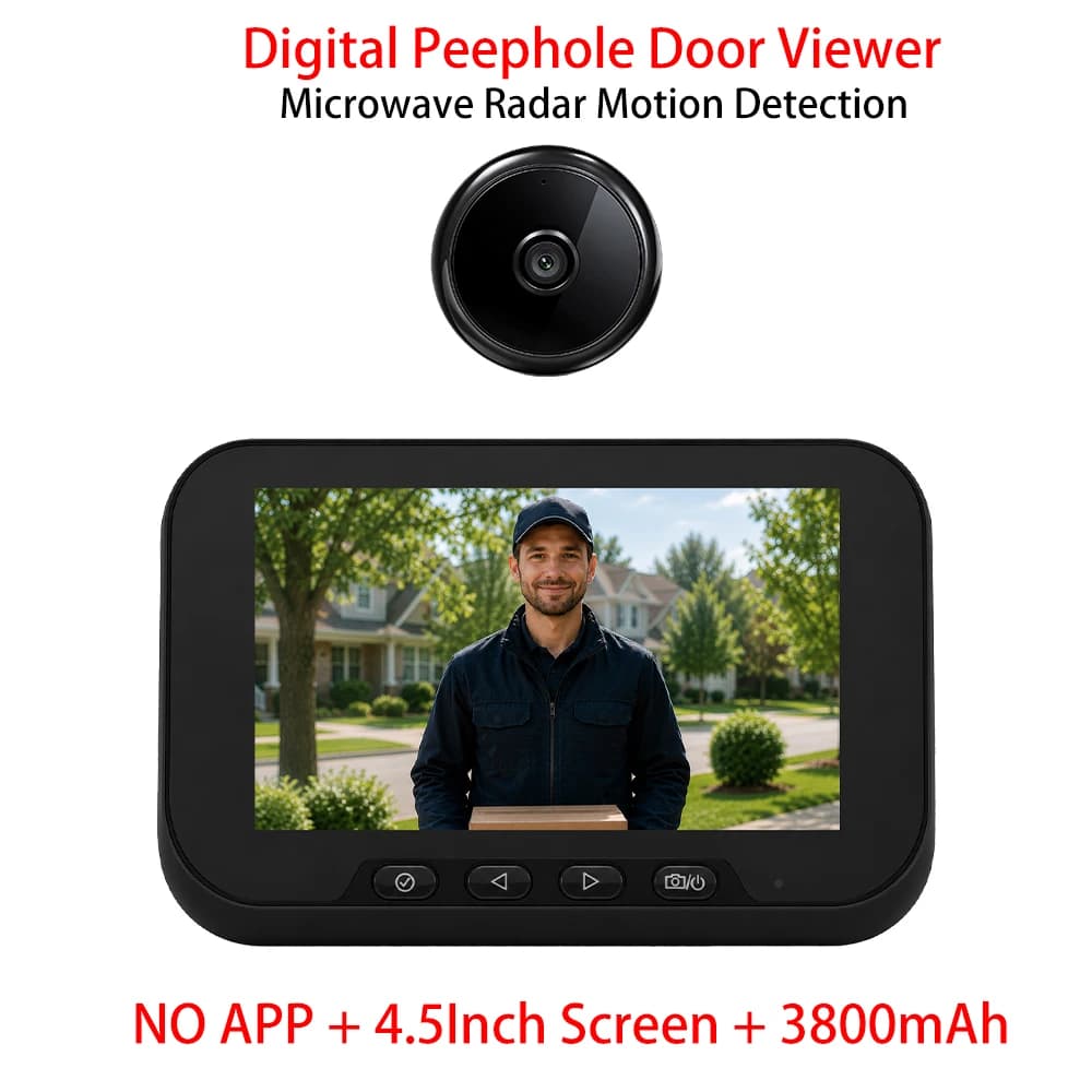 No APP 4.5" IR Night Vision Microwave Radar Motion Detection Digital Electronic Viewer Bell Door Peephole 1080P FHD Camera MINI