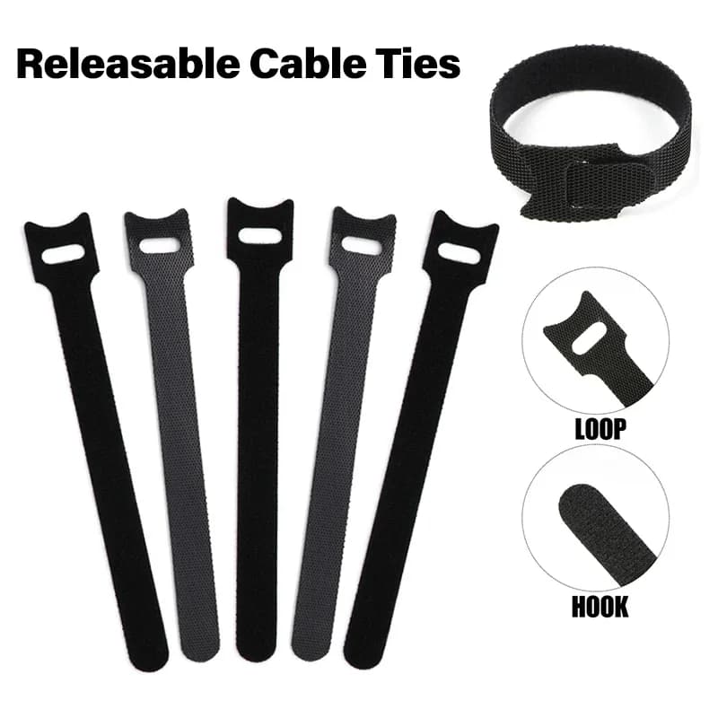 10~100Pcs Releasable Cable Ties 12*150mm Black Nylon Hook Loop Straps Wire Wrap Organizer Zip Bundle Tie Fastening Tape Tools