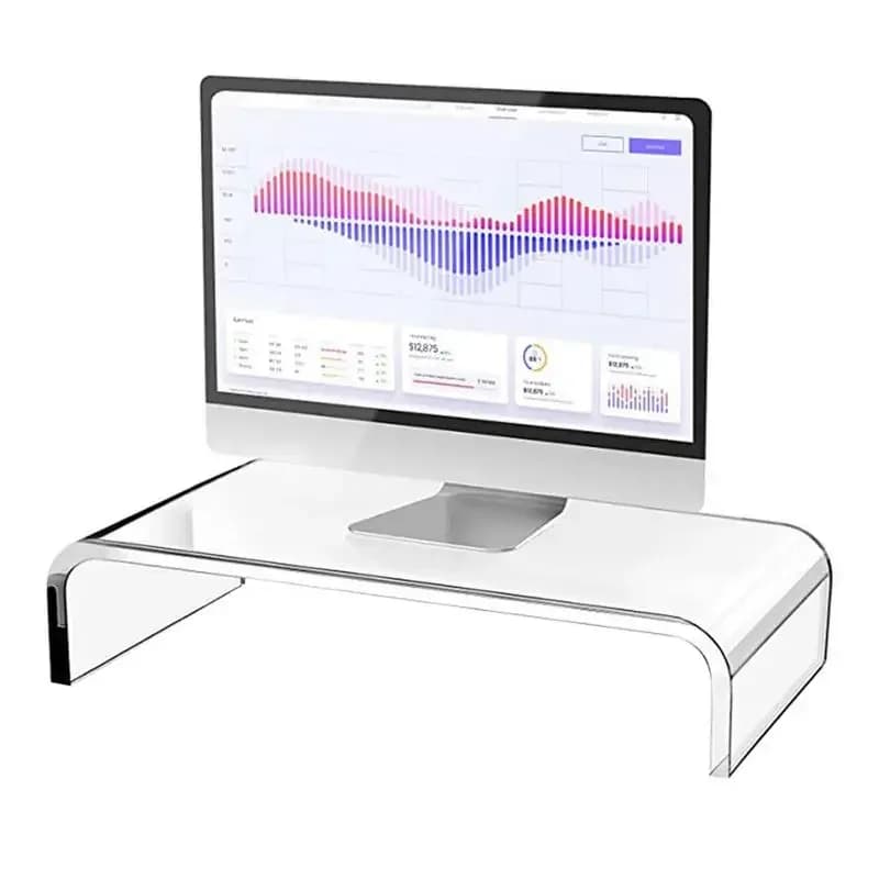 Supporto per monitor per computer Supporto per PC portatile trasparente Supporto per computer Riser Supporto da scrivania robusto in acrilico Organizzatore da tavolo per laptop in piedi