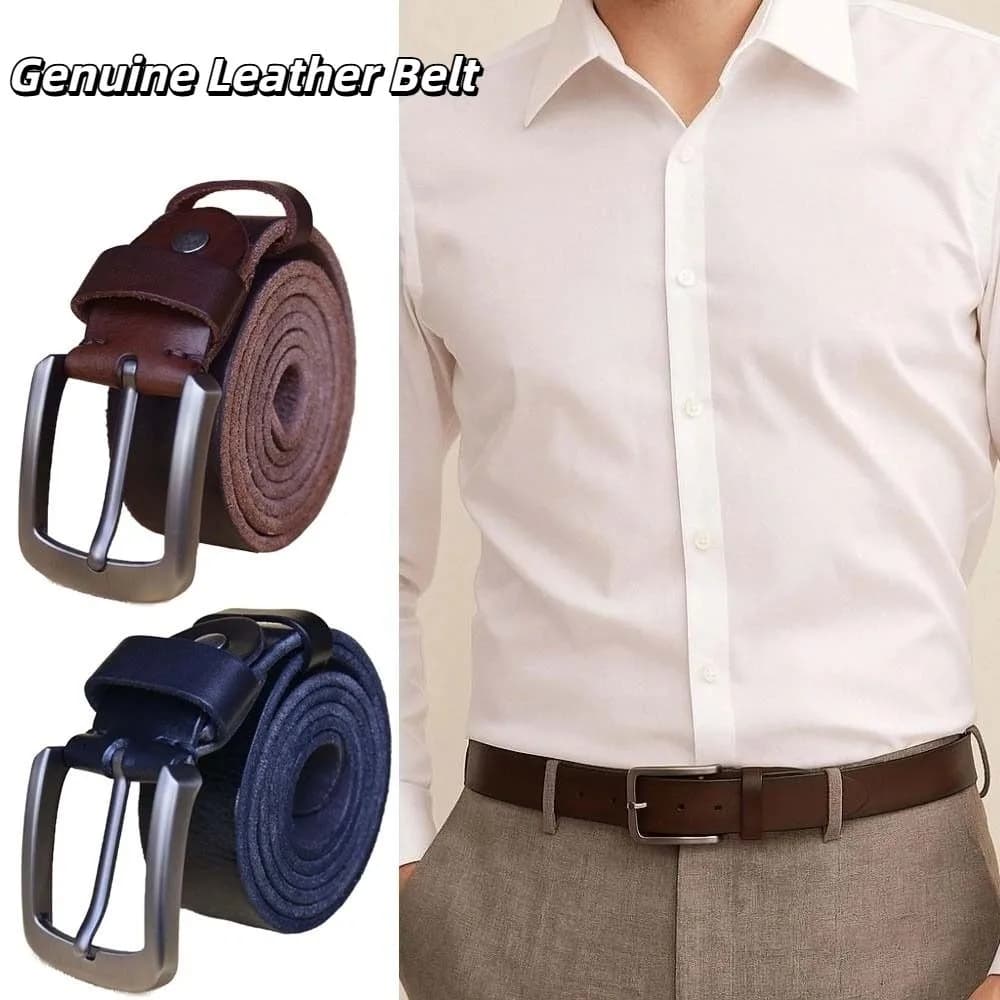 Fashion Alloy Men Wide Belt Texture Retro Genuine Leather Belt Brown Square Buckle Jeans Waistband Waist Seal