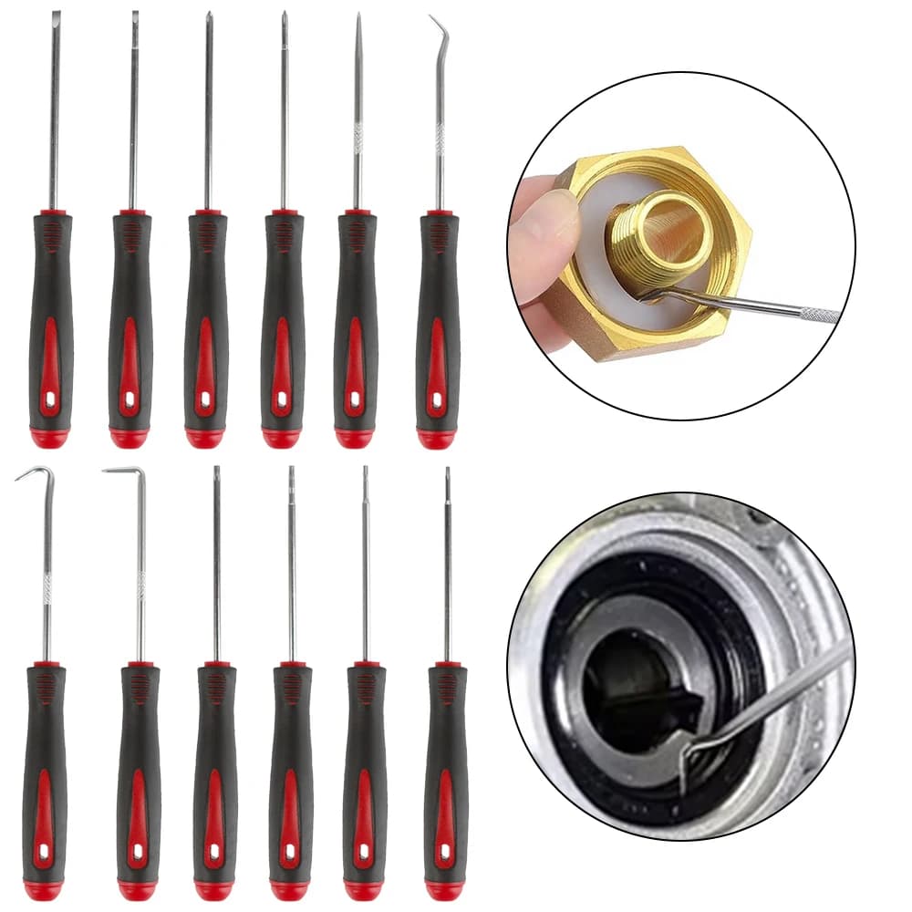 Set di attrezzi per auto: Estrattore, Set di attrezzi per la rimozione di O-Ring, Set di cacciaviti di precisione, Gancio per guarnizioni olio e carburante, 12 pezzi