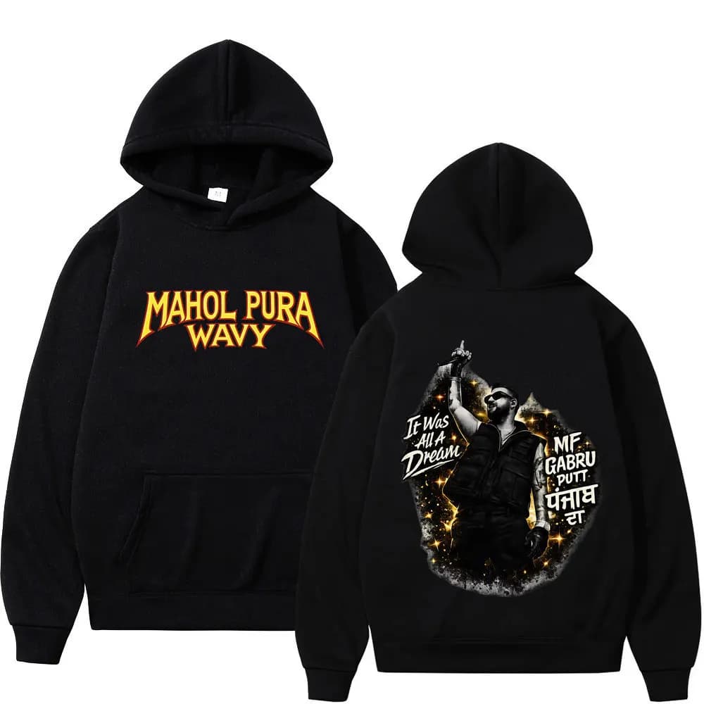 Felpa con Cappuccio Grafica Rapper Karan Aujla P-POP Culture Tour 2026 Uomo Donna Hip-hop Pullover Casual Largo Harajuku Regali per i Fan
