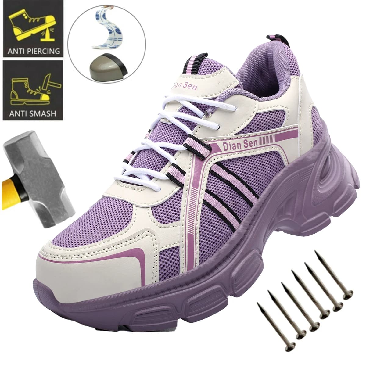 Steel Toe Protective Shoes Women Anti-puncture Safety Shoes Kevlar Insoles Safety Boot Women Work Safety Breathable Sneakers
