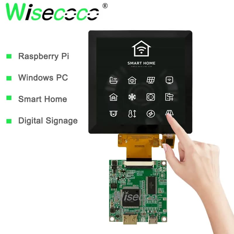 4 Inch Square LCD Display Touch Screen 480x480 Panel for Laptop Windows Raspberry Pi DIY-to-te