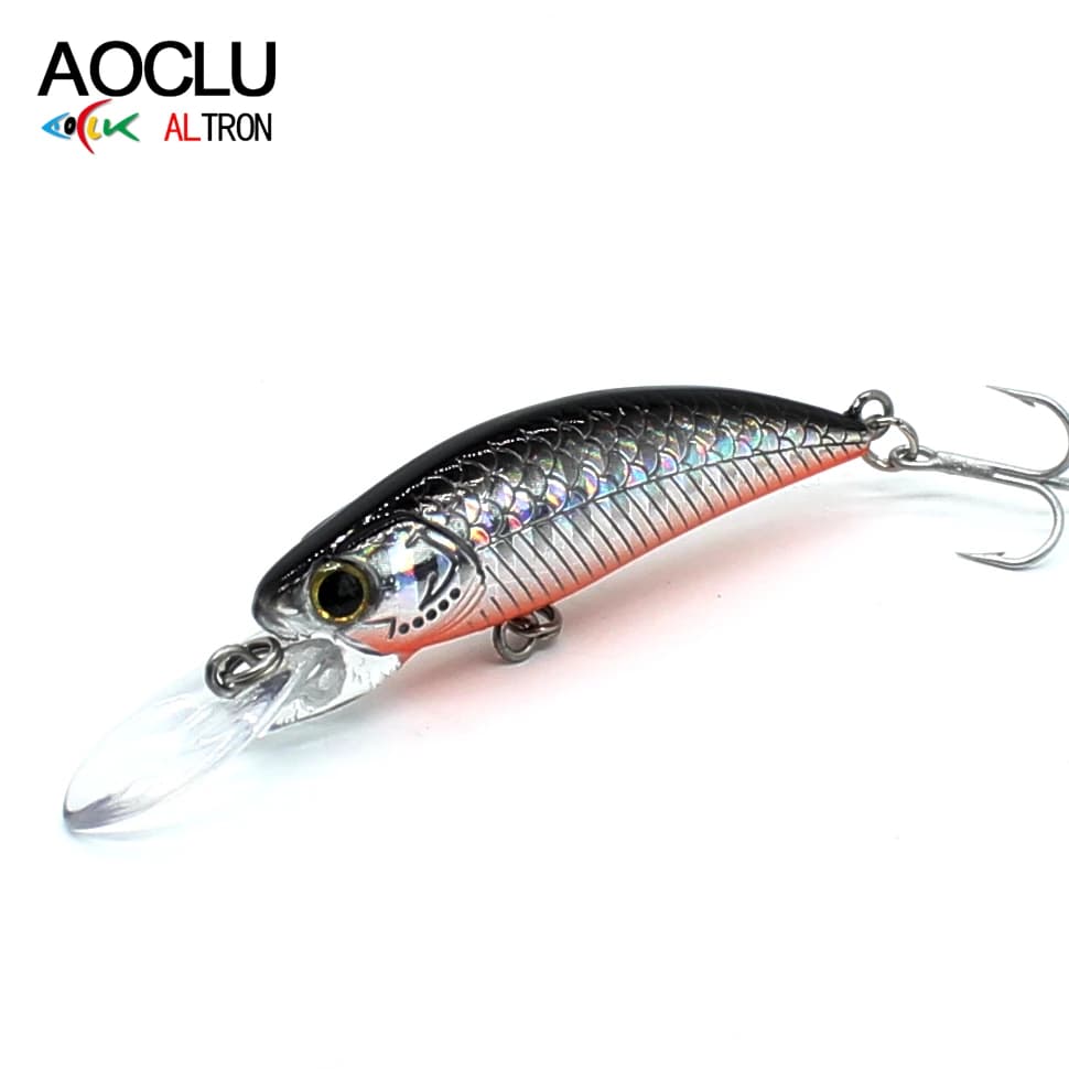 Aoclu Affondamento Shad 50mm 4.0g Immersione 1.0m Esca dura profonda Minnow Manovella Esche da pesca bioniche Spigola Acqua dolce salata VMC Ganci Affrontare