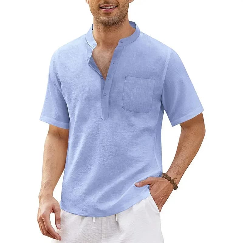 Summer New Men's Short-Sleeved T-shirt Cotton and Linen Led Casual Men's T-shirt Shirt Male Breathable S-3XL