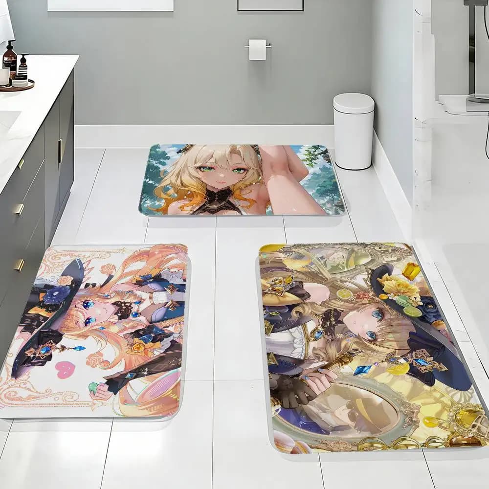 Tappetino da pavimento Game Genshin Impact Xilonen con motivo stampato in flanella, adatto per bagno, soggiorno, decorazione domestica