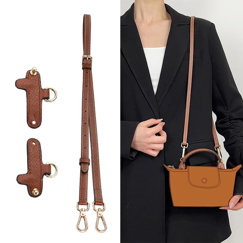 1Set Bag Strap Adjustable Genuine Leather Strap For Mini Punching Machine LONG-CHMP Belt Accessories for Free Punching Change Bag