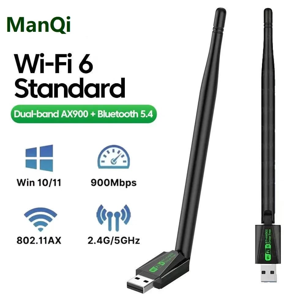 Adattatore USB WiFi 6 900Mbps Bluetooth 5.4 AX900, Dongle USB, Scheda di Rete Wireless Dual Band 2.4G 5G, Ricevitore Ethernet Senza Driver