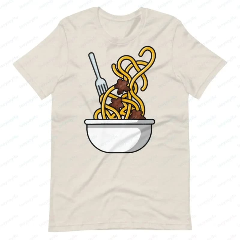 T-shirt in cotone Spaghetti & Meeples | Maglietta divertente con stampa di gioco da tavolo, T-shirt grafica da donna, Abbigliamento gotico Y2K, Top da donna