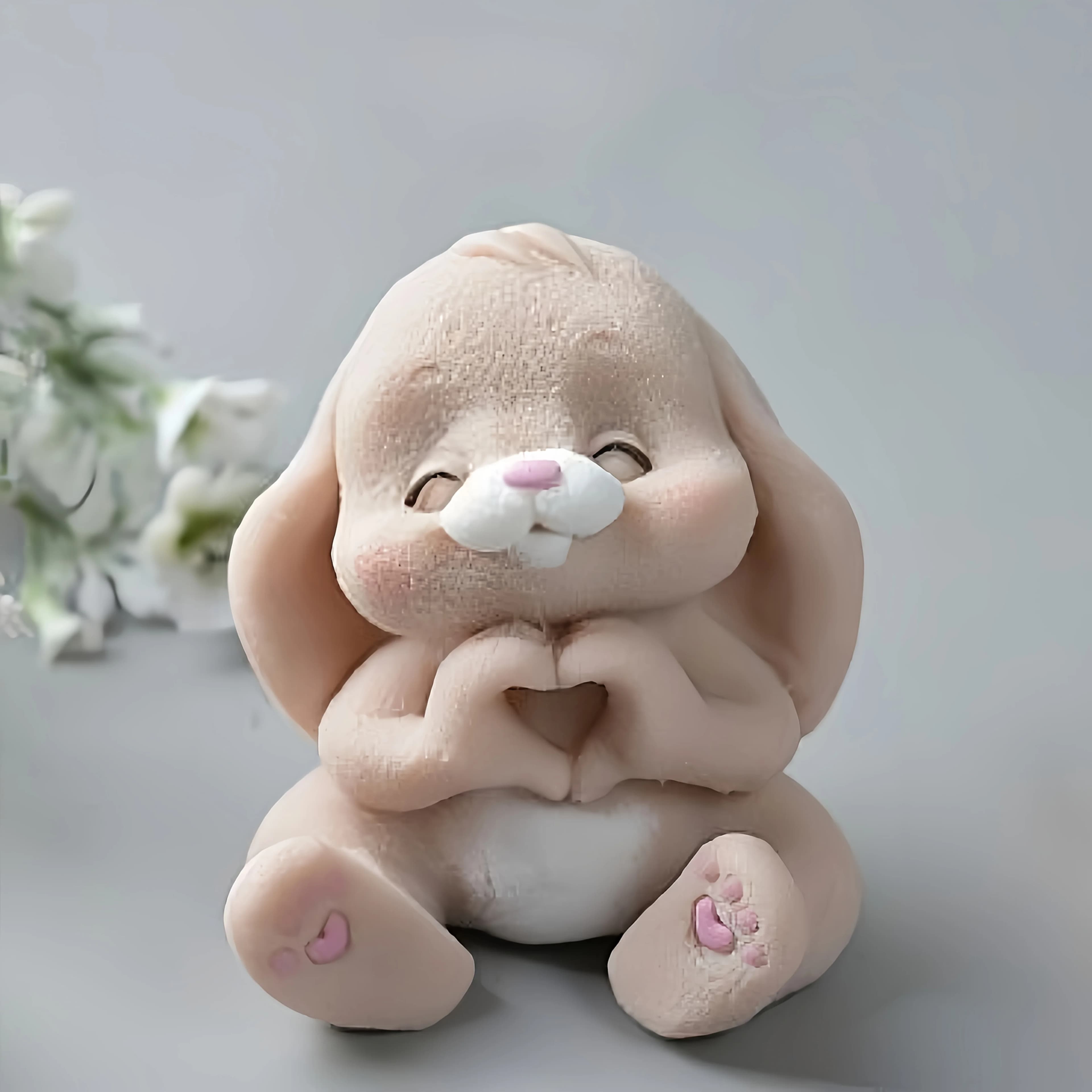 1 adorabile stampo in silicone in resina di coniglio con occhi espressi e orecchie soffici - per candele, sapone, melma e artigianato in gesso