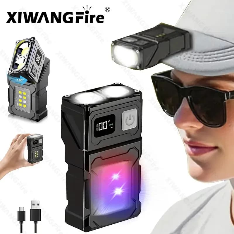 Mini USB Rechargeable LED Flashlight - Super Bright Portable Flashlight with Back Magnet, Side COB Emergency Light and Camping Lantern
