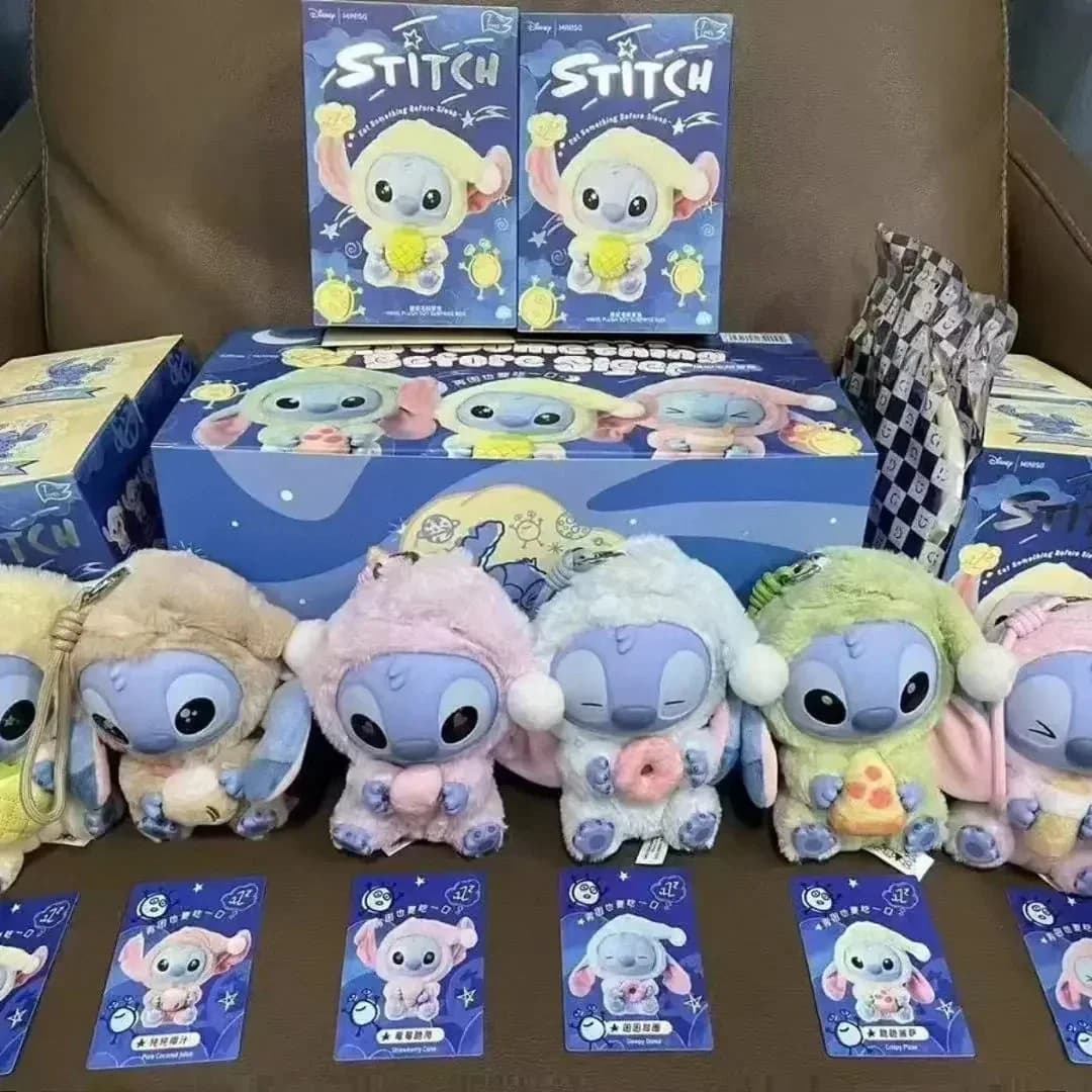 @ Disney New Stitch Eat Some Thing Before Sleep Series Vinyl Blind Box Purse Pendant Nice plush doll Mystery box Surprise Gifts
