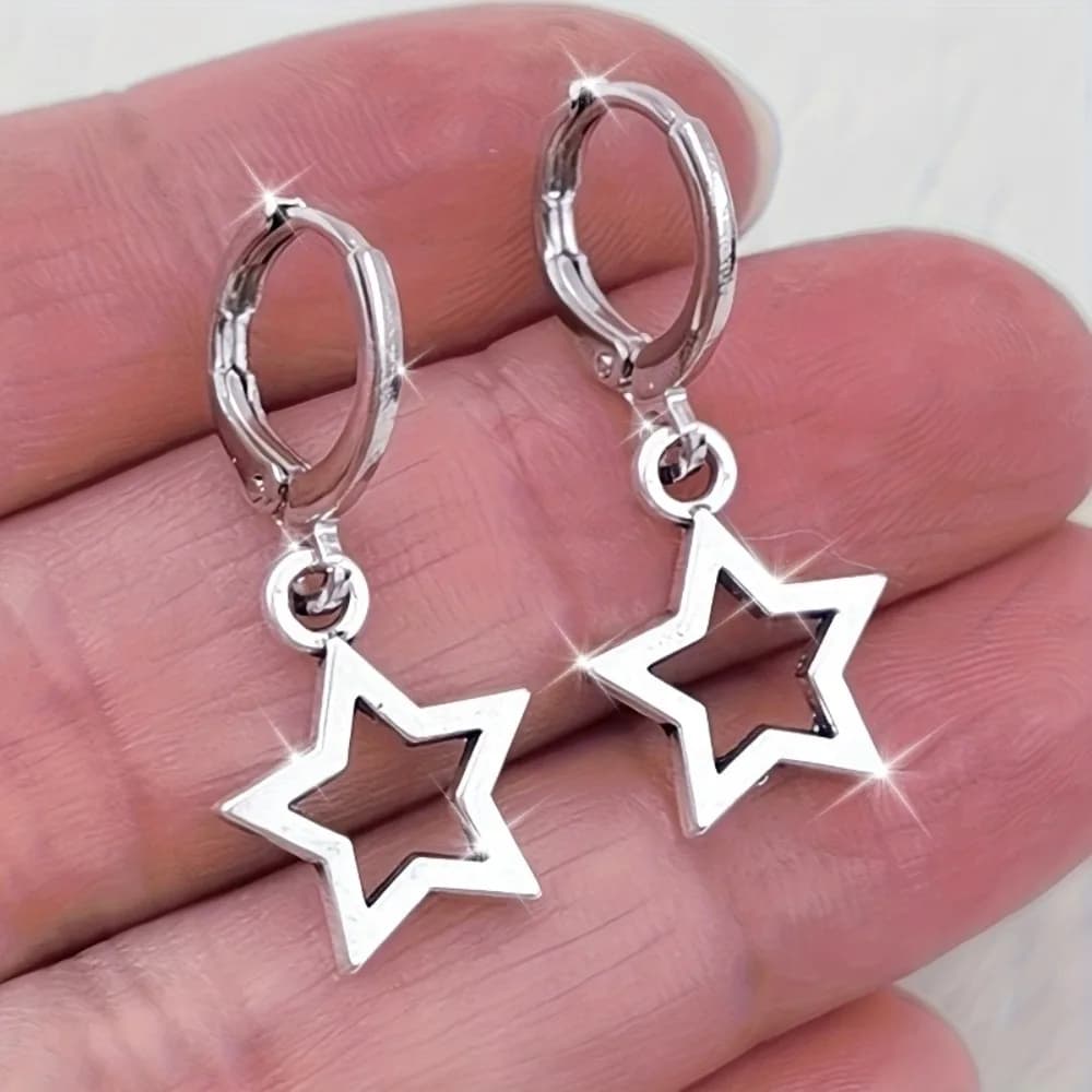 2pcs High-end Temperament Earrings for Women, DIY Star Earrings Inlaid with Artificial Zircon Earrings, Anniversary Gift Jewelry