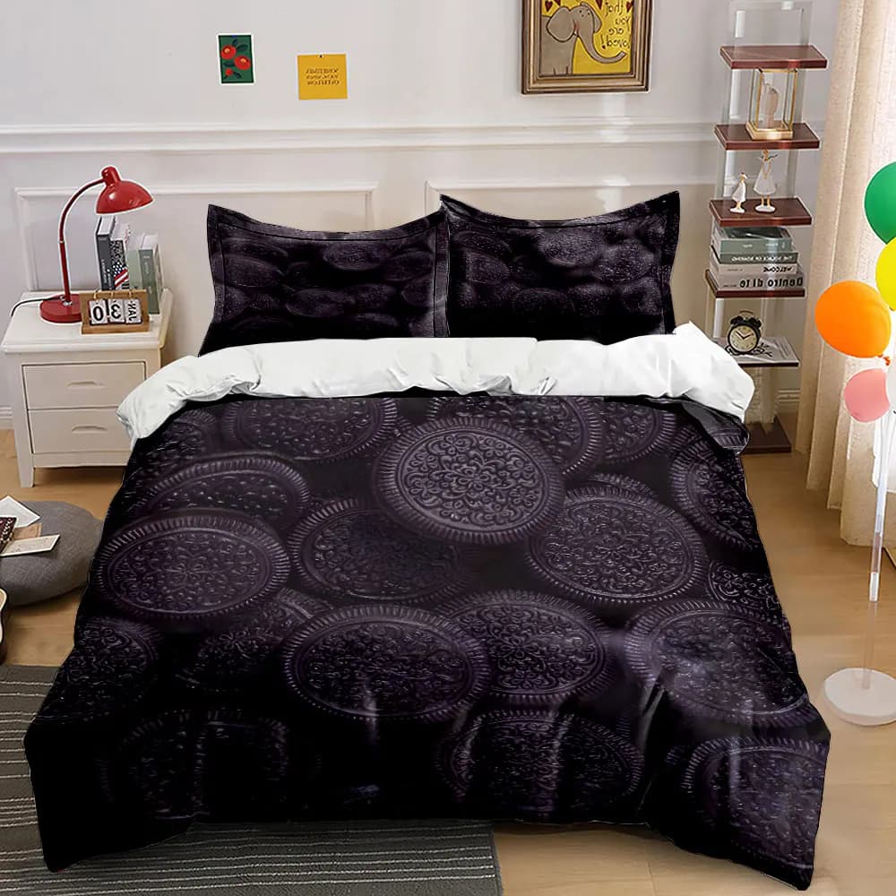 Set Decorativo Stile Biscotto: Set Biancheria da Letto con 1 Copripiumino e 2 Federe, Singolo, Matrimoniale, King, Queen, Idea Regalo