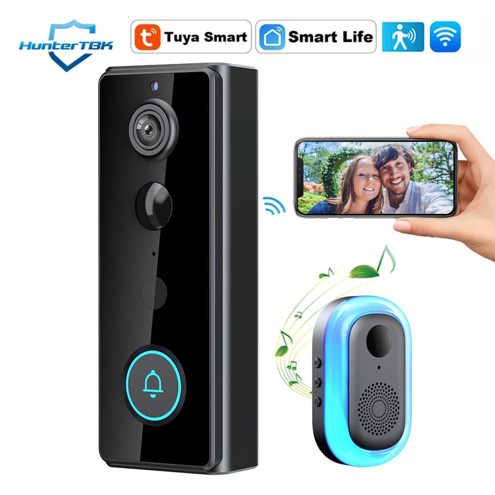 Videocitofono campanello intelligente WIFI wireless IP65 con telecamera per sicurezza domestica Rilevazione movimento PIR Visione notturna Campanello per porta Tuya