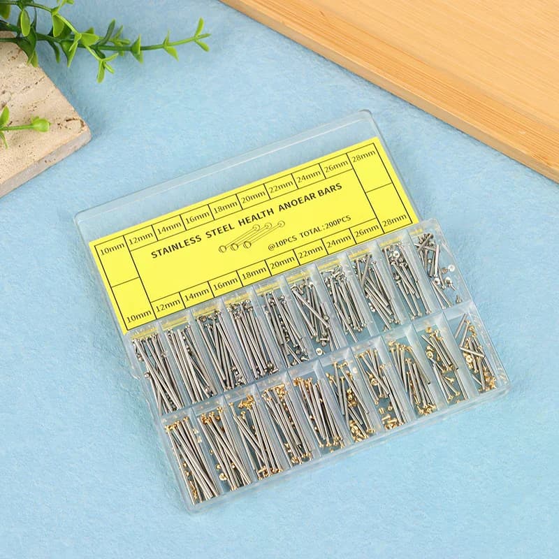 200 Pezzi/Scatola Viti per Cinturini Orologi 10-28MM, Perni per Collegamenti, Chiusure, Rivetti per Bracciali, Set Assortito di Viti per Riparazione Orologi