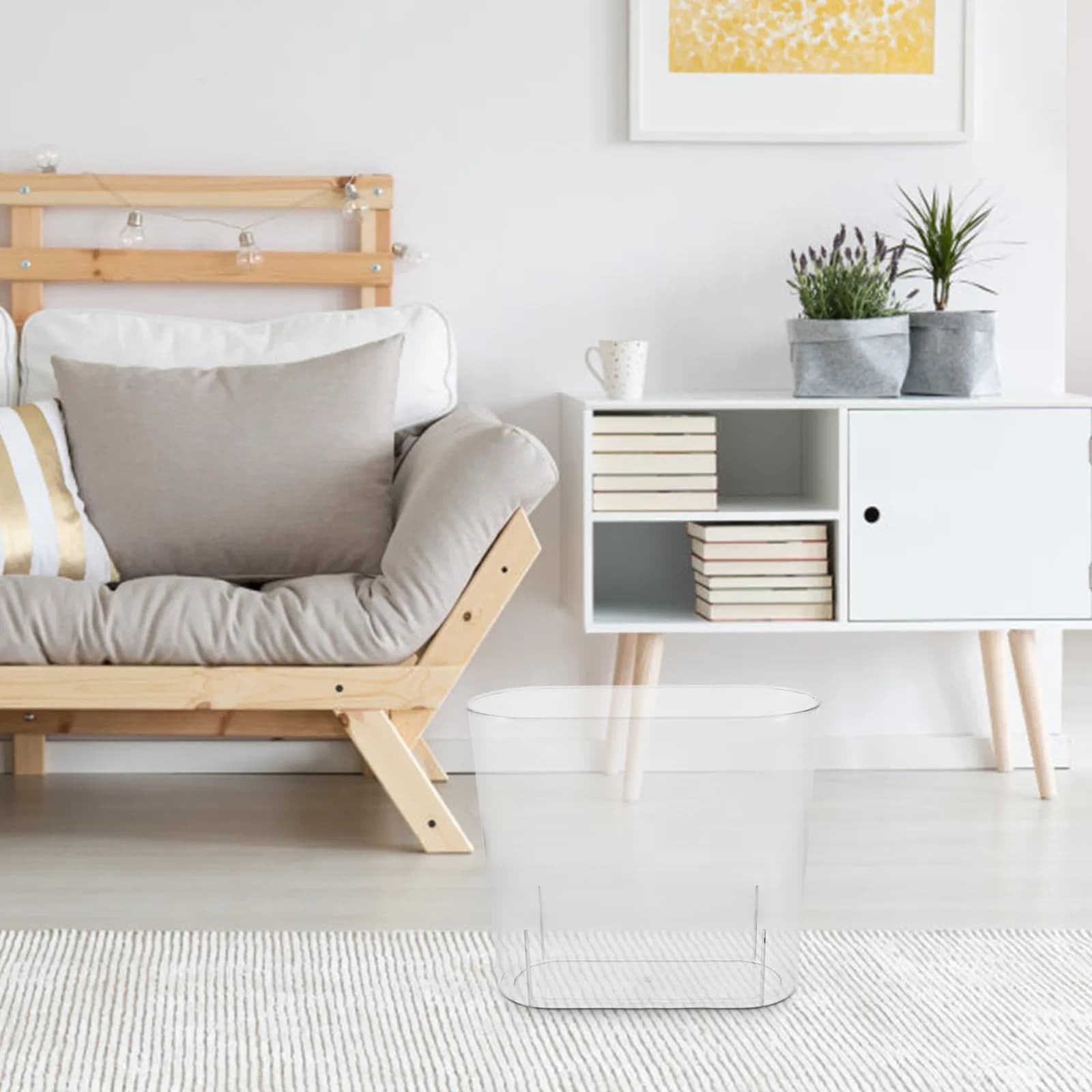 Clear Slim Trash Can Bathroom Garbage Container Rubbish Bin Household Plastic Wastebasket Office Kitchen Bedroom Trash Bin