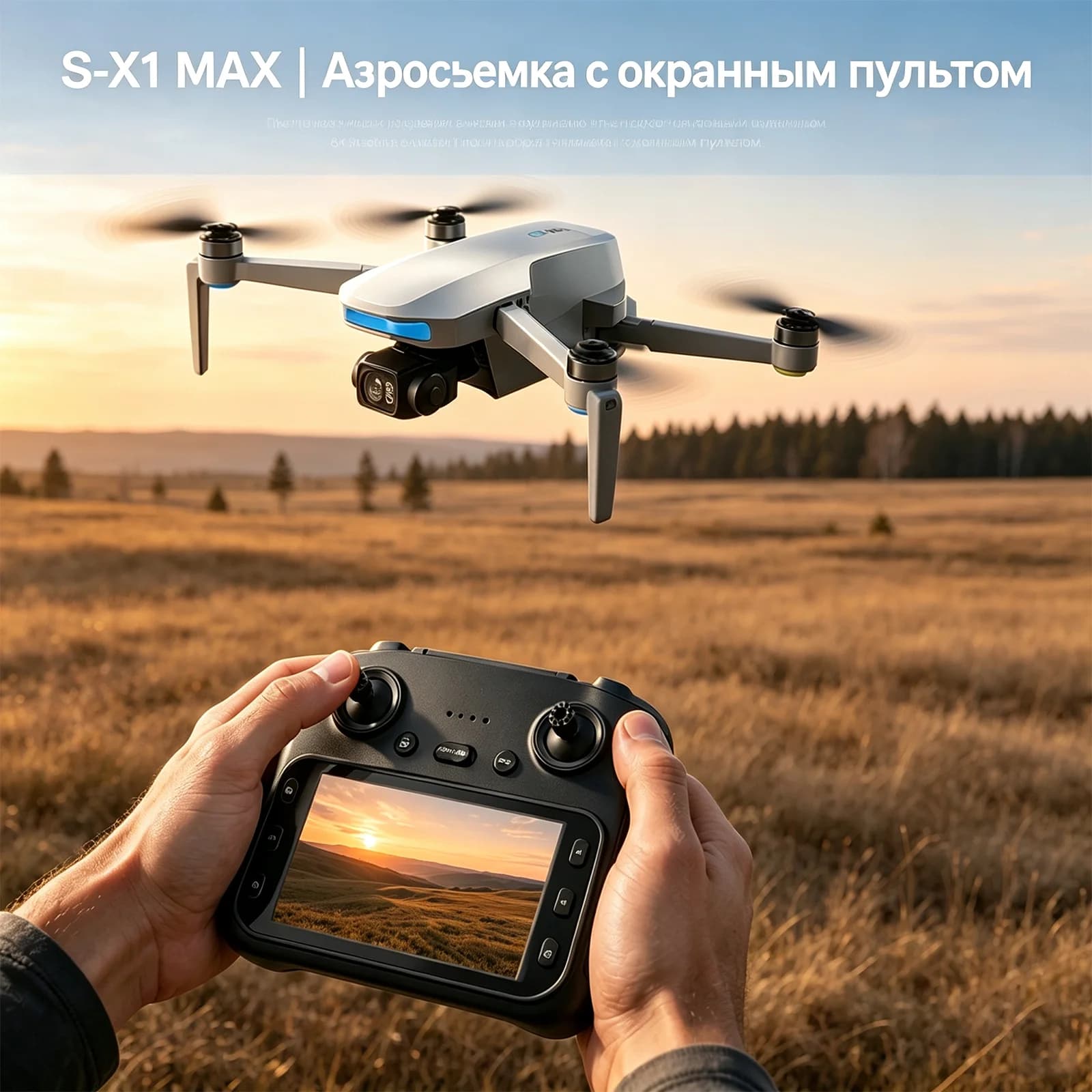 S‑X1 GPS drone, 4K HD camera, 3-axis gimbal, brushless motors, remote control with a large screen, surveillance quadcopter